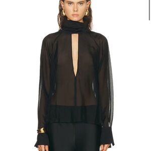 L'Academie Black Sheer Blouse